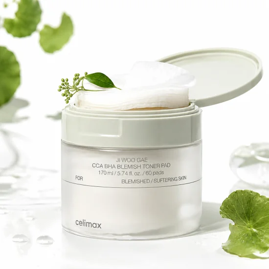 CELIMAX JI WOO GAE - DISQUES TONIQUES EXFOLIANTS CICA BHA ANTI-IMPERFECTIONS 60 DISQUES