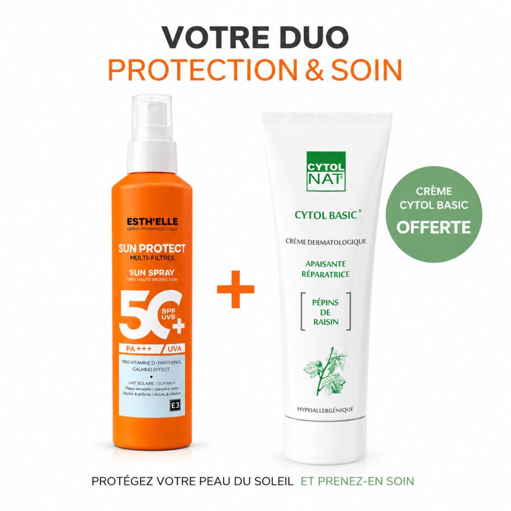 PACK - ESTHELLE SUN PROTECT SPRAY SPF50+ + CYTOL BASIC CREME APAISANTE 50ML OFFERTE