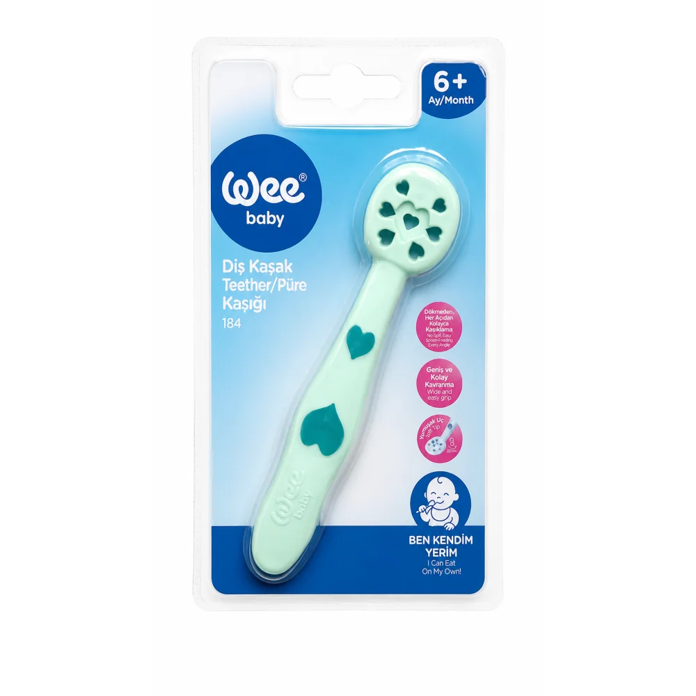 WEE BABY - CUILLÈRE DE DENTITION EN SILICONE POUR BÉBÉ +6MOIS