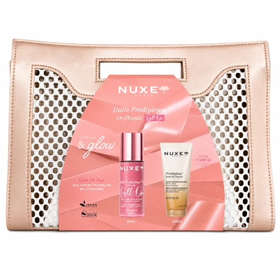 NUXE - ROLL&GLOW ECLAT OR ROSE 60ML + HUILE DE DOUCHE 200ML ET SAC OFFERTS