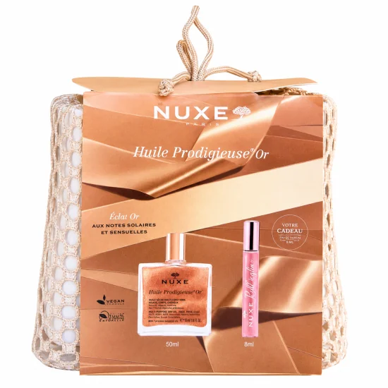 NUXE - HUILE PRODIGIEUSE OR 50ML + ROLL&GLOW 8ML ET BOURSE OFFERTS