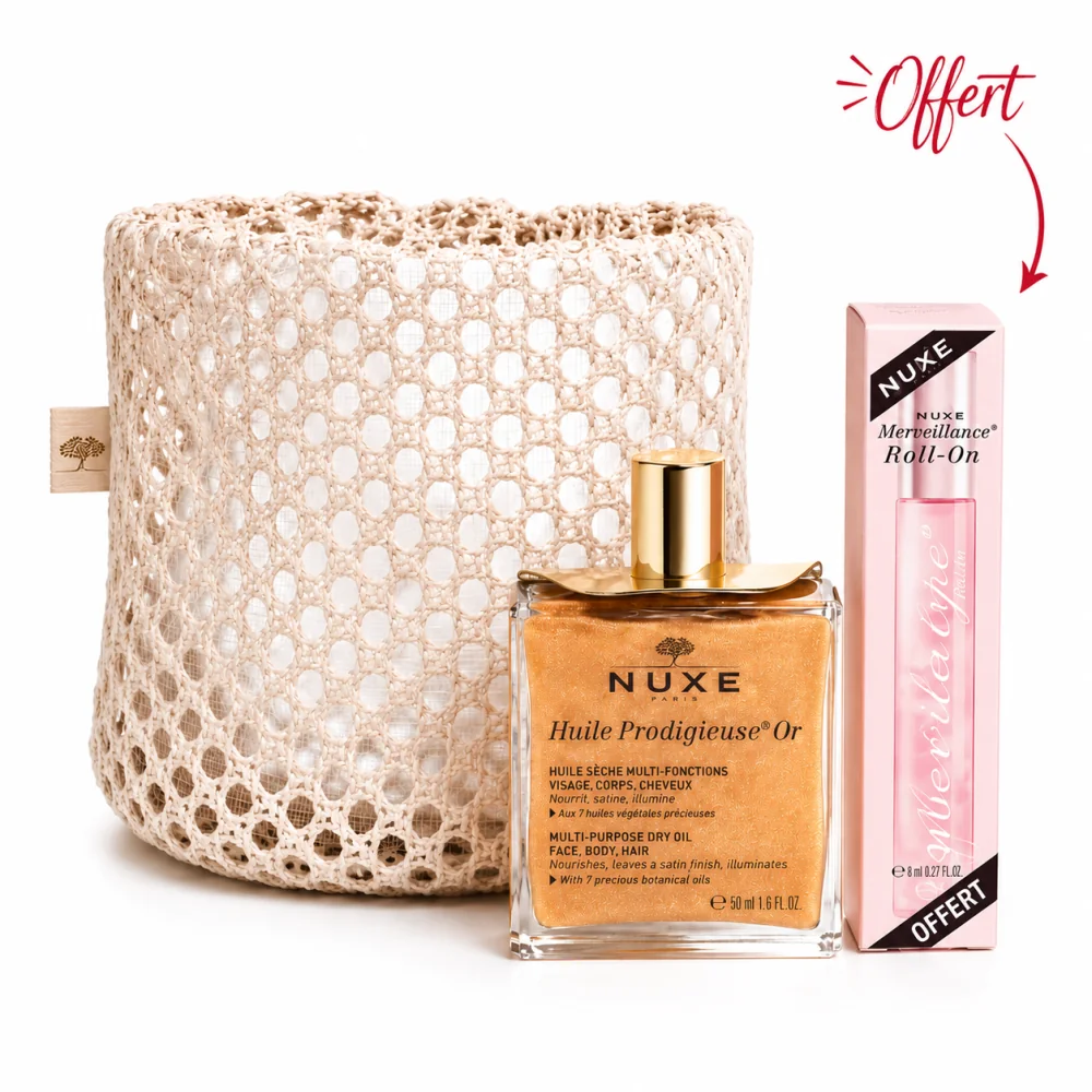 NUXE - HUILE PRODIGIEUSE OR 50ML + ROLL&GLOW 8ML ET BOURSE OFFERTS