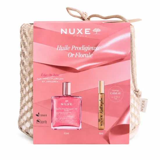 NUXE - HUILE PRODIGIEUSE OR FLORALE + ROLL&GLOW 8ML ET BOURSE OFFERTS