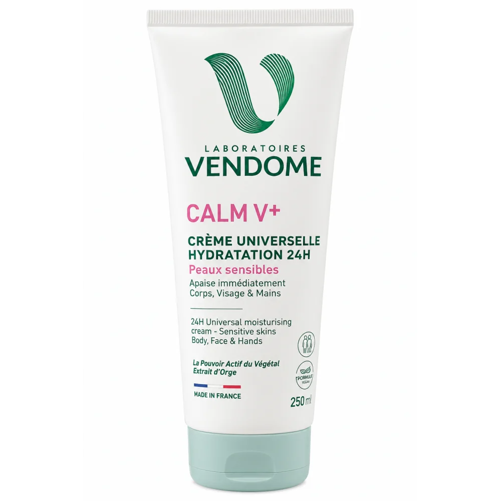 LABORATOIRES VENDOME CALM V+ CRÈME UNIVERSELLE HYDRATATION 24H 250 ML – PEAUX SENSIBLES