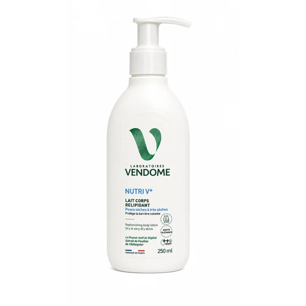 LABORATOIRES VENDOME NUTRI V+ LAIT CORPS RELIPIDANT 250 ML – PEAUX SÈCHES À TRÈS SÈCHES