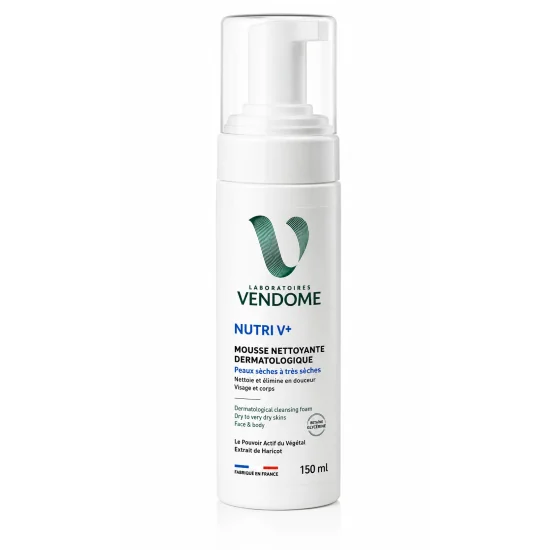 VENDÔME NUTRIV+ MOUSSE NETTOYANTE DERMATOLOGIQUE 150 ML – Peaux Sèches à Très Sèches | Para Fendri