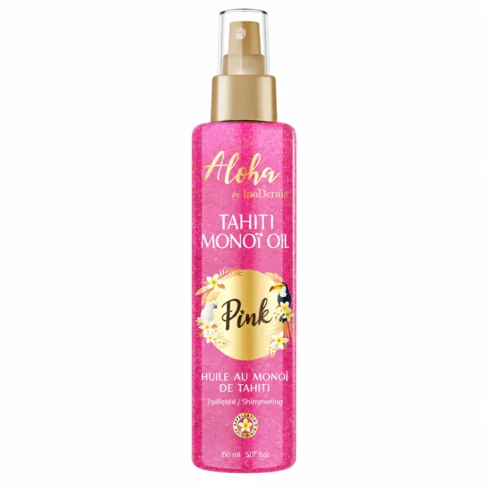 InoDerma Aloha Tahiti MonoÏ OIL Pailletée PINK Spray 150ML pour Beauté