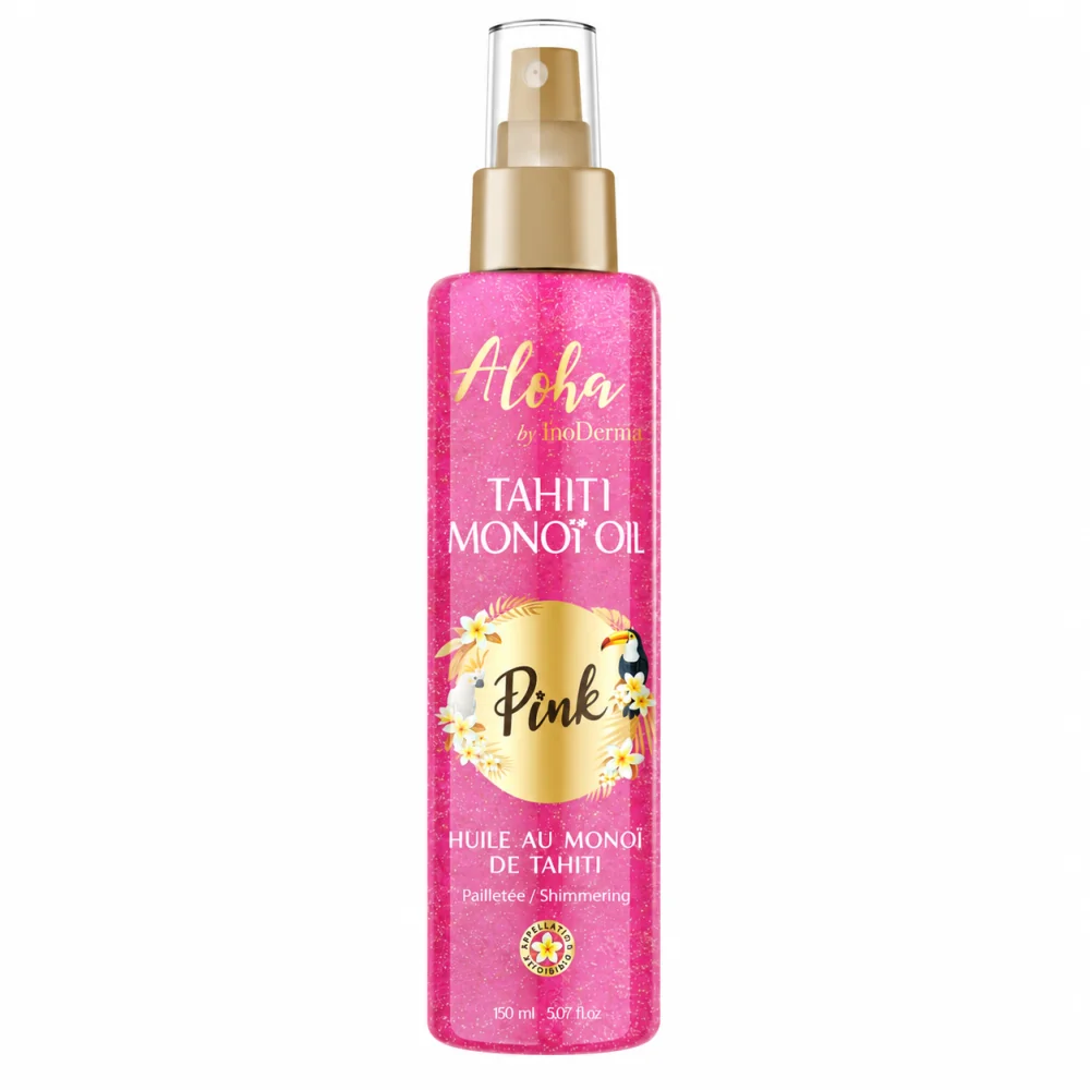 InoDerma Aloha Tahiti MonoÏ OIL Pailletée PINK Spray 150ML pour Beauté
