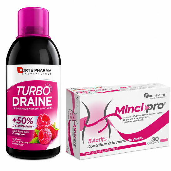 PACK MINCEUR - TURBO DRAINE FRAMBOISE + MINCIPRO 30 GELULES