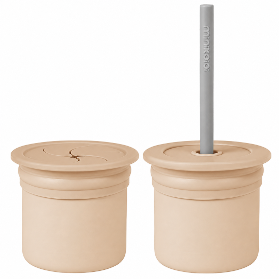 MINIKOIOI - TASSE 2-EN-1 SIP & SNACK - BUBBLE BEIGE 150ML