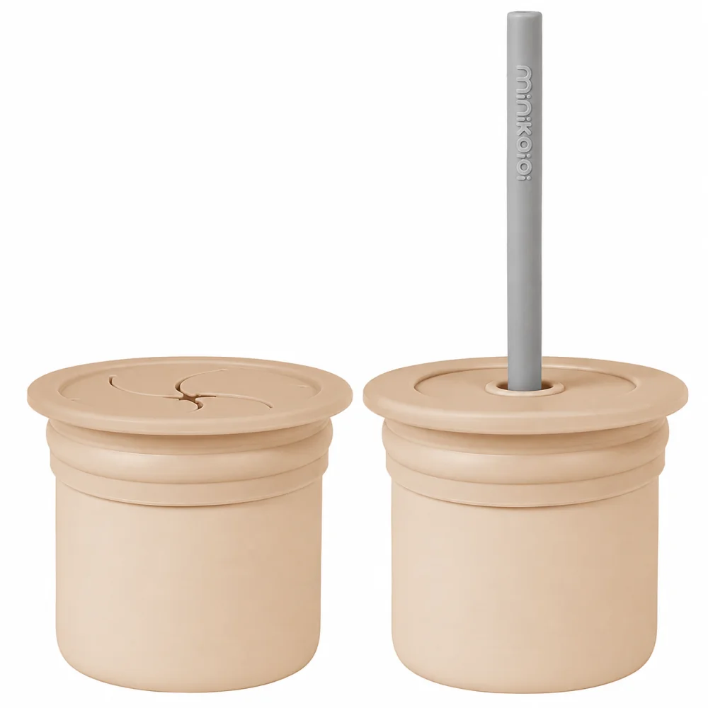 MINIKOIOI - TASSE 2-EN-1 SIP & SNACK - BUBBLE BEIGE 150ML