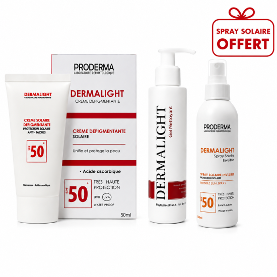 PRODERMA - GEL NETTOYANT + ECRAN SOLAIRE AUX CHOIX + SPRAY SOLAIRE SPF50+ OFFERT
