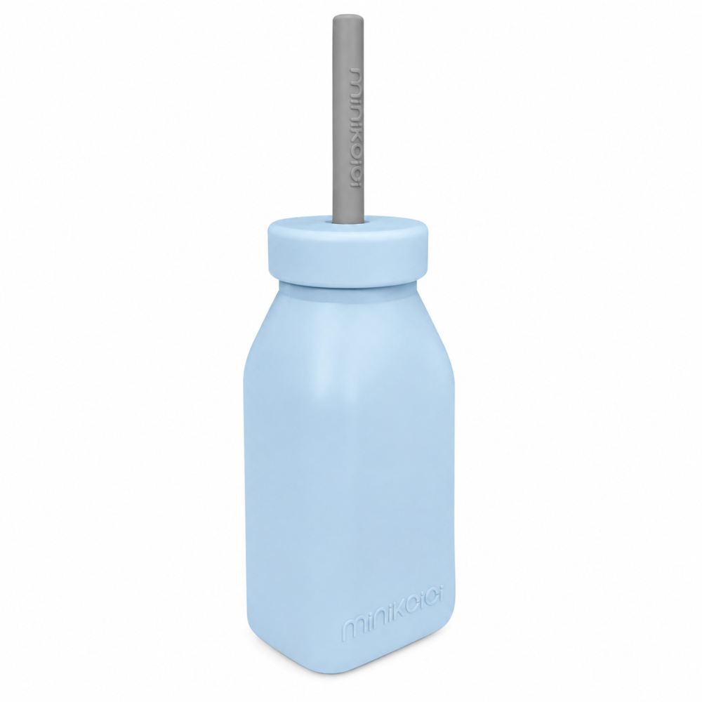 MINIKOIOI - BOUTEILLE 200ML + PAILLE BLEU