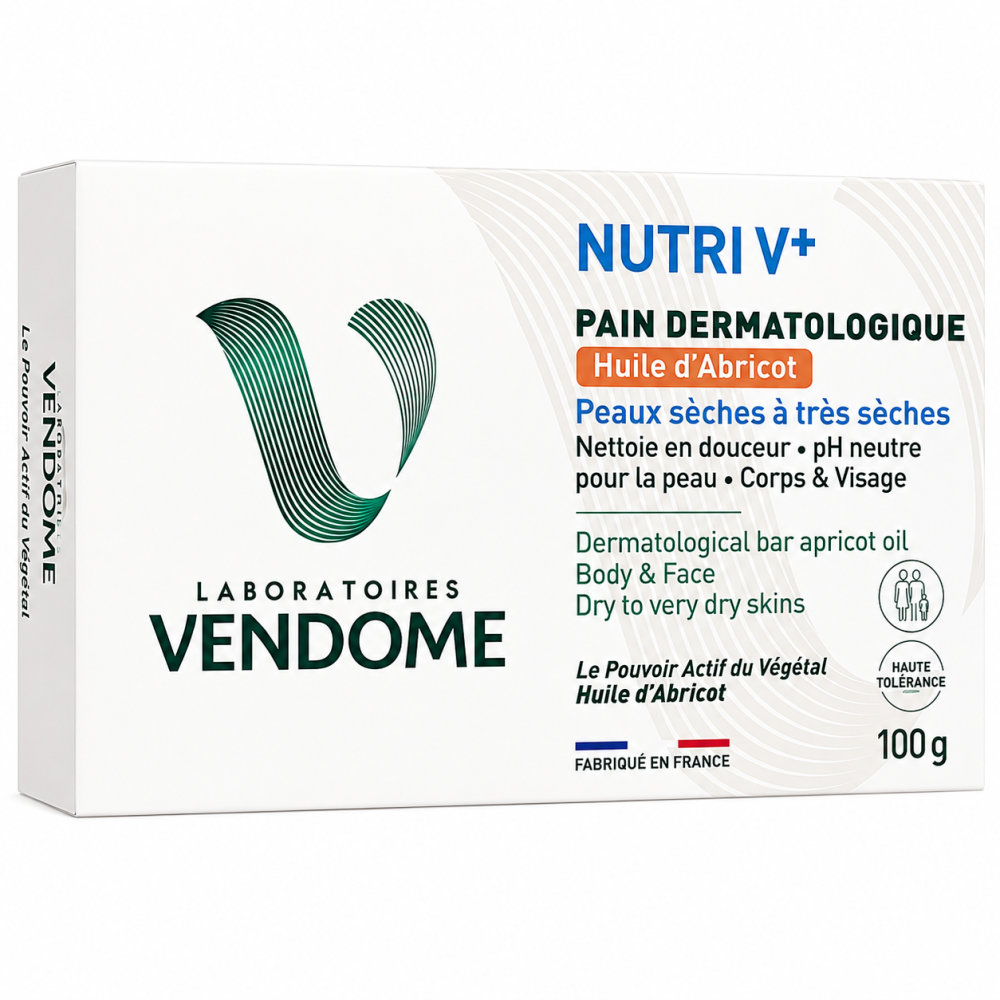 LAB VENDOME CALM V+ - PAIN DERMATOLOGIQUE A L'HUILE D'ABRICOT 100G