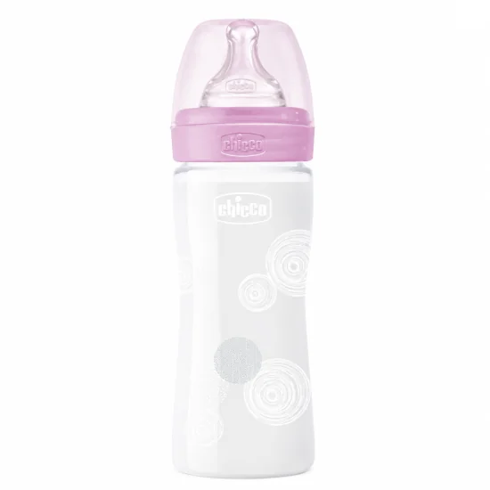CHICCO - BIBERON EN VERRE ROSE +0MOIS 240ML