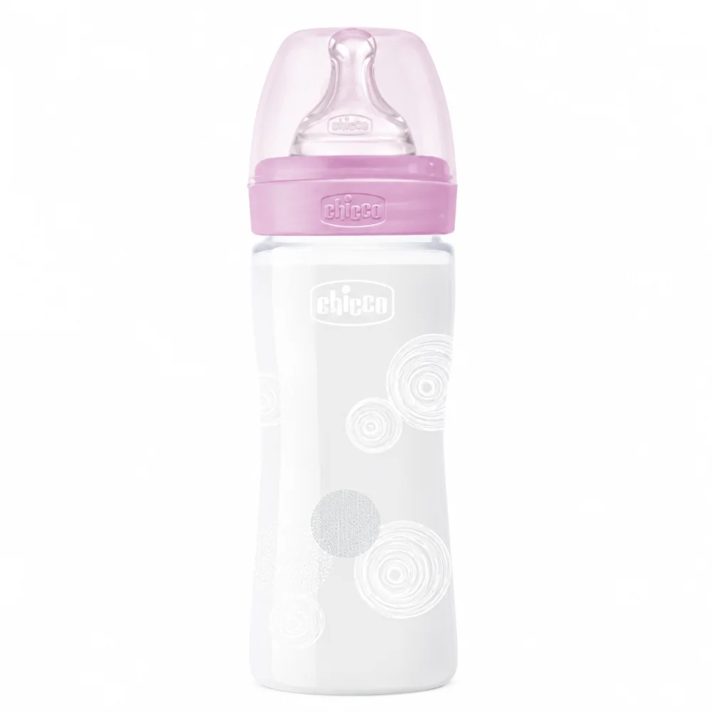 CHICCO - BIBERON EN VERRE ROSE +0MOIS 240ML