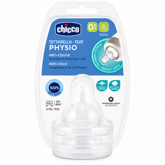 CHICCO - LOT DE 2 TETINES SILICONE +0MOIS