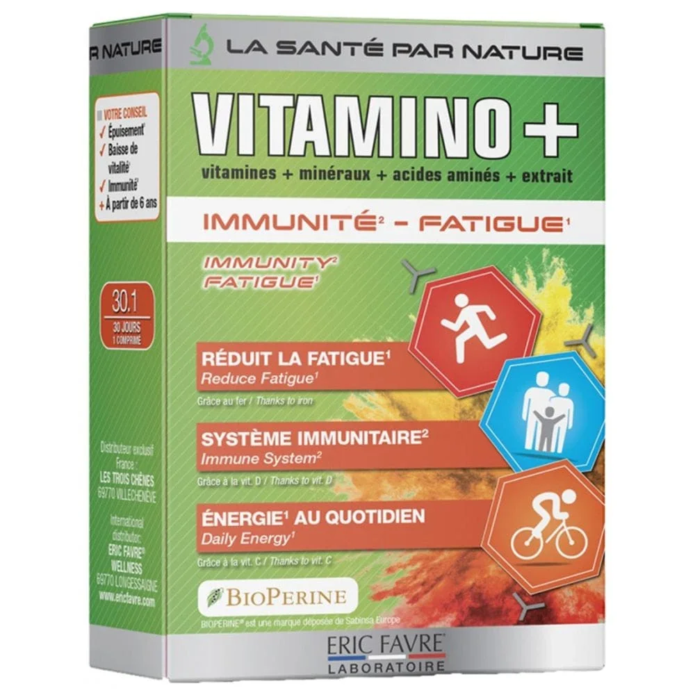 ERIC FAVRE - VITAMINO+ IMMUNITE ET FATIGUE 30 COMPRIMES pour Complé...