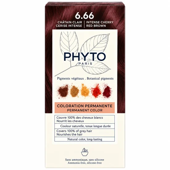 PHYTO COLOR - COLORATION PERMANENTE CHATAIN CLAIR CERISE INTENSE 6.66