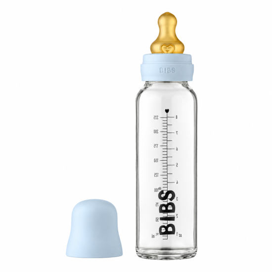 BIBS - BIBERON EN VERRE BLEU 225 ML