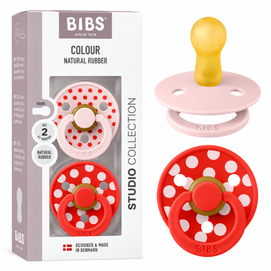 BIBS - LOT DE 2 SUCETTES COLOUR NATURAL RUBBER BLOSSOM CANDY APPLE  +6MOIS