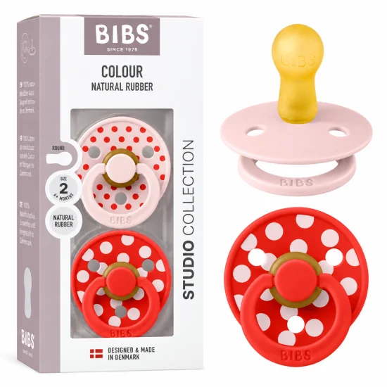 BIBS - LOT DE 2 SUCETTES COLOUR NATURAL RUBBER BLOSSOM CANDY APPLE  +6MOIS