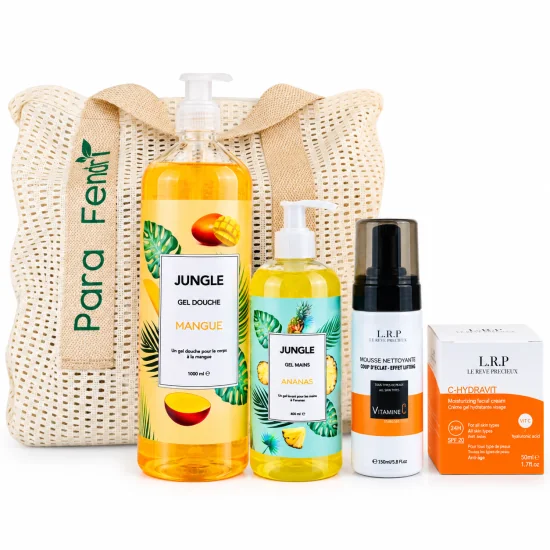 PACK - JUNGLE GEL DOUCHE 1L AU CHOIX + GEL LAVANT MAINS + LRP MOUSSE NETTOYANTE + VREME VITAMINE C + SAC OFFERT