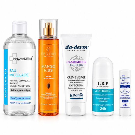 PACK - INNOVADERM EAU MICELLAIRE + FENDRI BRUME AU CHOIX + DADERM CREME VISAGE + LRP ROLLON + STICK A LEVRES SPF20