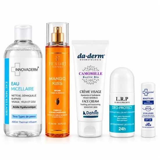 PACK - INNOVADERM EAU MICELLAIRE + FENDRI BRUME AU CHOIX + DADERM CREME VISAGE + LRP ROLLON + STICK A LEVRES SPF20