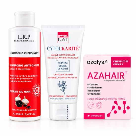 PACK ANTI CHUTE - LRP SHAMPOOING ENERGISANT + CYTOL CAP MASQYE KARITE + AZAHAIR 30 GELULES