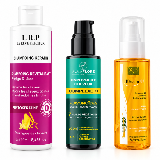 PACK - LRP SHAMPOING KERATINE + ALMAFLORE BAIN D'HUILE + XEN SERUM CAPILLAIRE Q10 SPF30