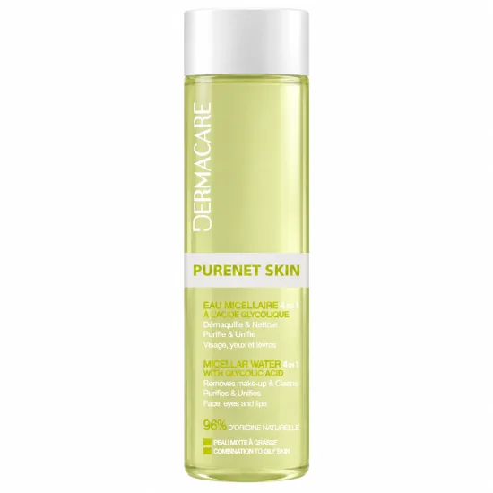 DERMACARE PURENET SKIN - EAU MICELLAIRE 4EN1 A L'ACIDE GLYOLIQUE 200ML