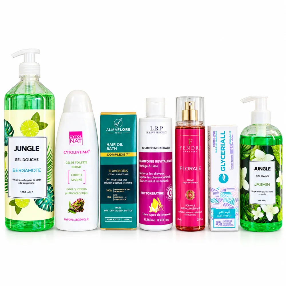 JUNGLE GEL DOUCHE + CYTOL GEL INTIME + BAIN D'HUILE + LRP SHAMPOOING AU CHOIX + BRUME AU CHOIX + GLYCERIALL DEO + GEL MAINS