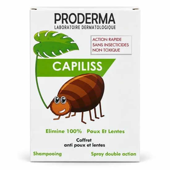 PRODERMA CAPILISS - COFFRET ANTI POUX ET LENTES : SHAMPOOING + SPRAY DOUBLE ACTION