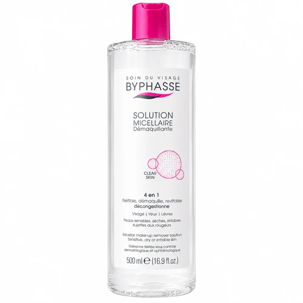 BYPHASSE - SOLUTION MICELLAIRE DEMAQUILLANTE 4 EN 1 CLEAR SKIN 500ML