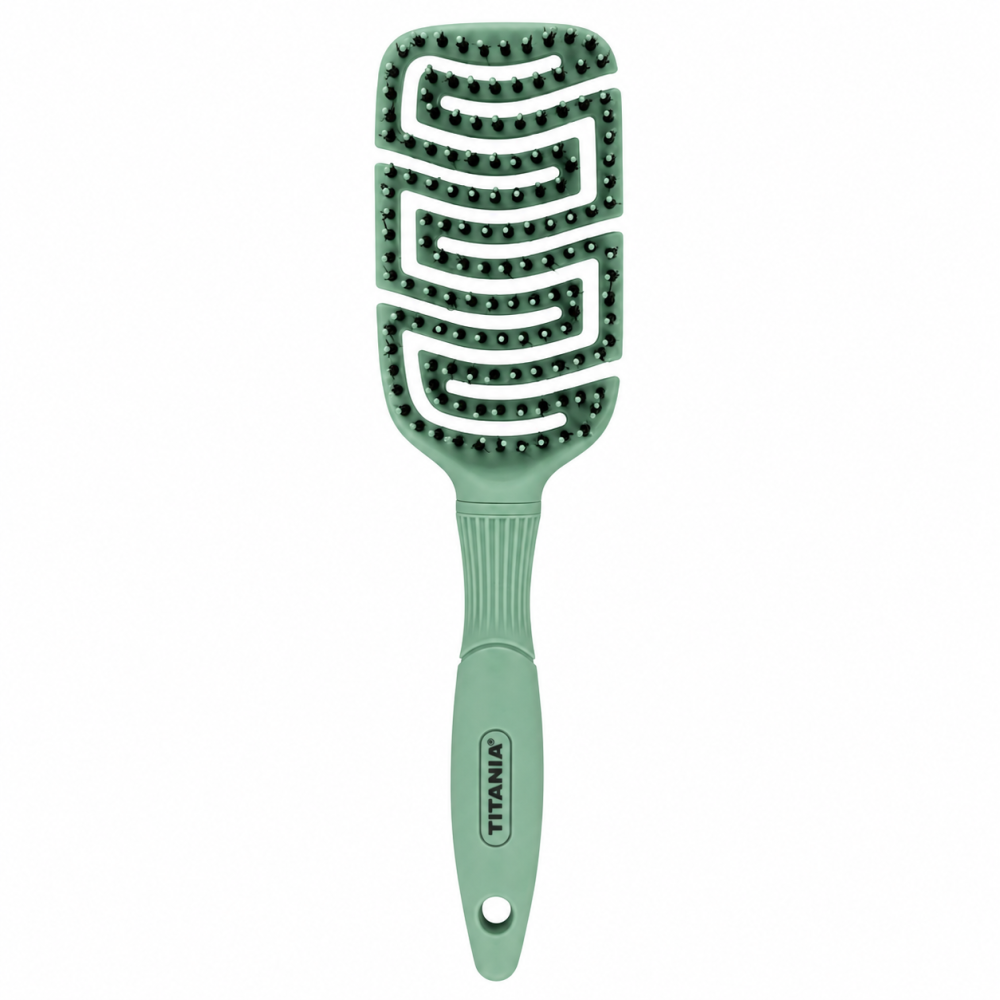 TITANIA - BROSSE PADDLE FLEX EN PLASTIQUE RECYCLE COLLECTION VERT DOUX REF 2884