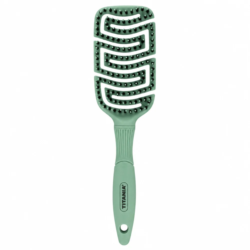 TITANIA - BROSSE PADDLE FLEX EN PLASTIQUE RECYCLE COLLECTION VERT DOUX REF 2884