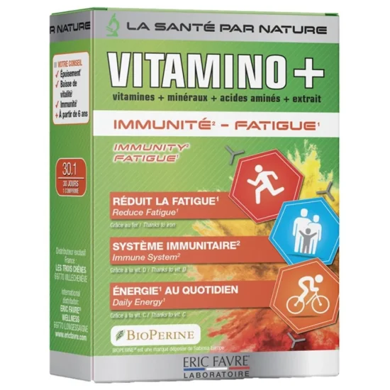 ERIC FAVRE - VITAMINO+ IMMUNITE ET FATIGUE 30 COMPRIMES pour Complé...