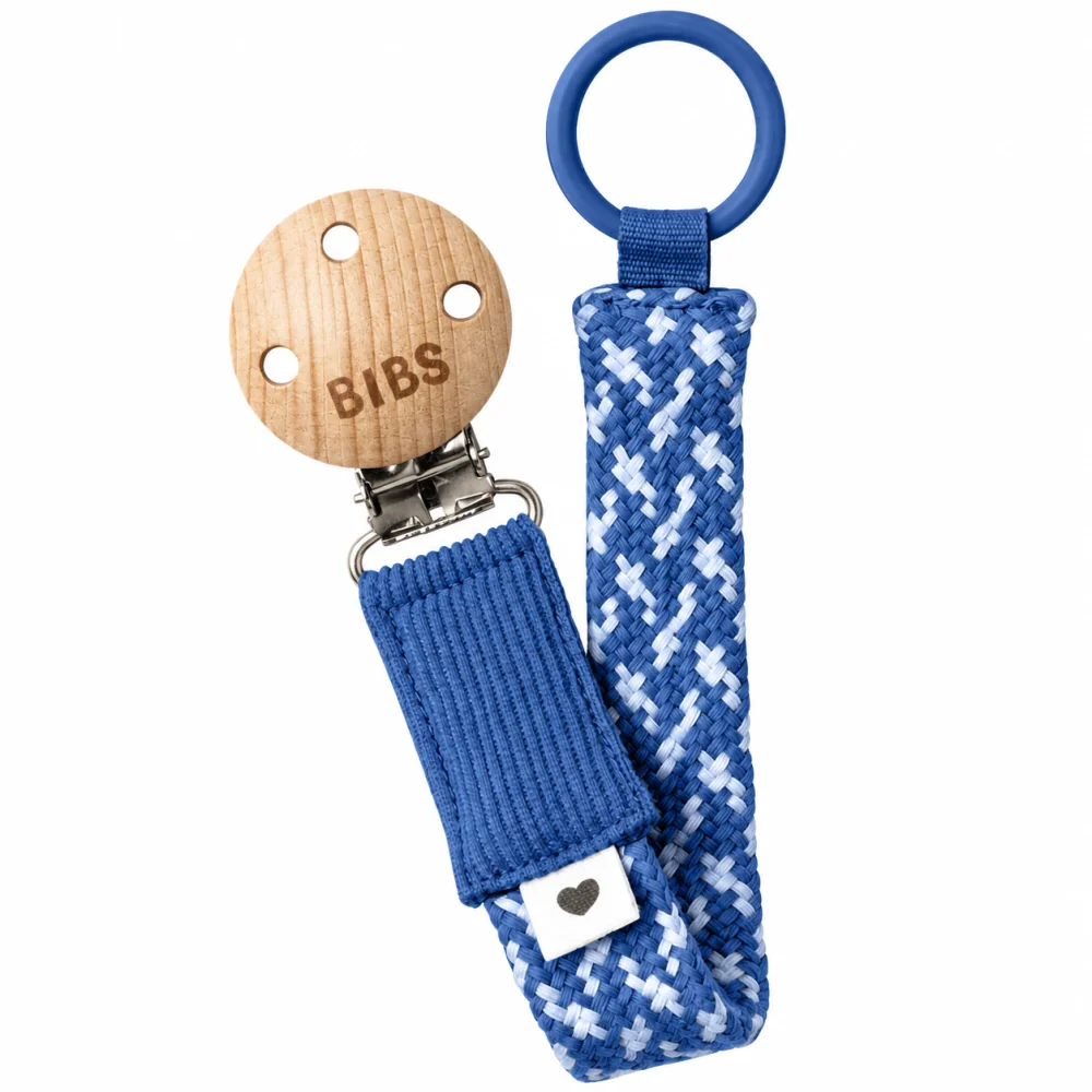 BIBS - ATTACHE TÉTINE TRESSÉE PALE DUSTY & BLUE