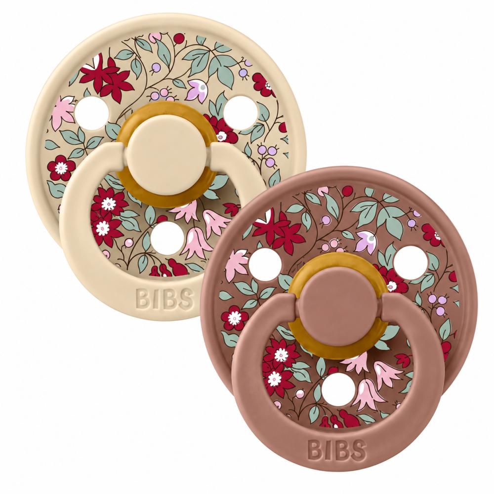 BIBS LIBERTY COLOR  LOT DE 2 SUCETTES CHAMOMILLE LAWN WOODHUCK MIX 0-6MOIS