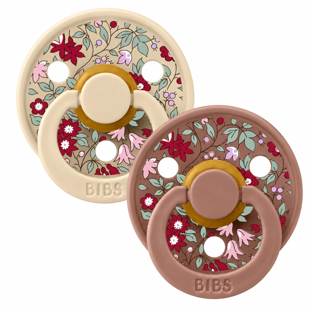 BIBS LIBERTY COLOR LOT DE 2 SUCETTES CHAMOMILLE LAWN WOODHUCK MIX 6-18MOIS