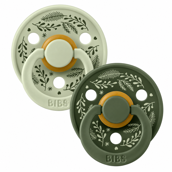 BIBS - LOT DE 2 SUCETTES HOLIDAY LEAF SAGE & HUNTER GREEN 0-6MOIS