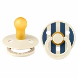 BIBS - LOT DE 2 SUCETTES NATURAL RUBBER IVORY STEEL BLUE MIX 6-18MOIS
