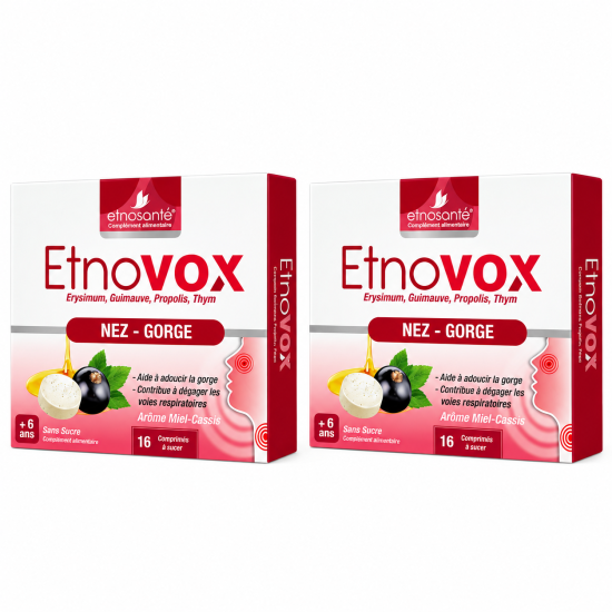ETNOSANTE - LOT DE 2 ETNOVOX NEZ ET GORGE 16 COMPRIMES AU CHOIX