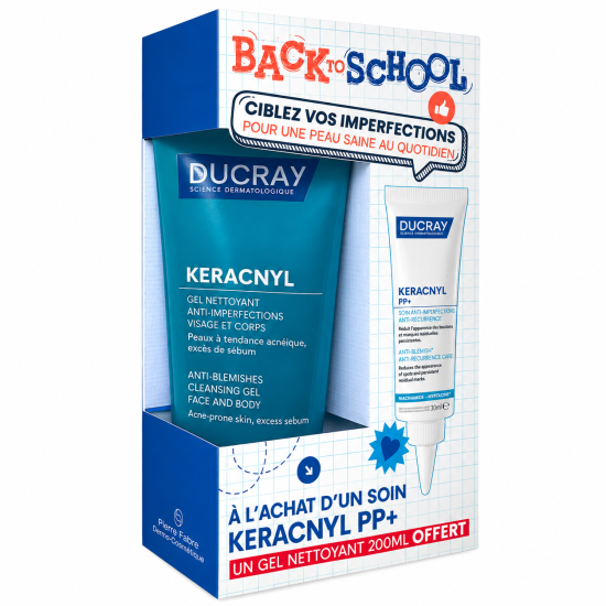 DUCRAY - COFFRET BACKTO SCHOOL : KERACNYL PP+ SOIN 30 ML + GEL NETTOYANT 200 ML OFFERT