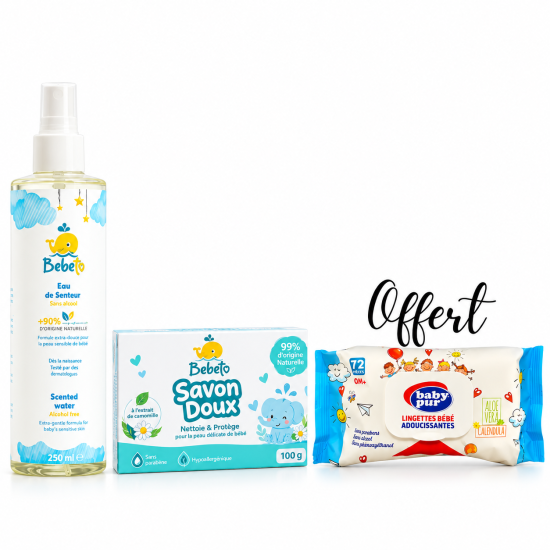 PACK - BEBETO EAU DE SENTEUR + SAVON + BABY PUR LINGETTES OFFERTES