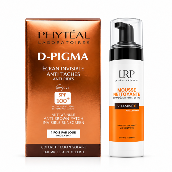 PACK - PHYTEAL D-PIGMA ECRAN SOLAIRE INVISIBLE OU TEINTE + LRP MOUSSE NETTOYANTE ECLAIRCISSANTE