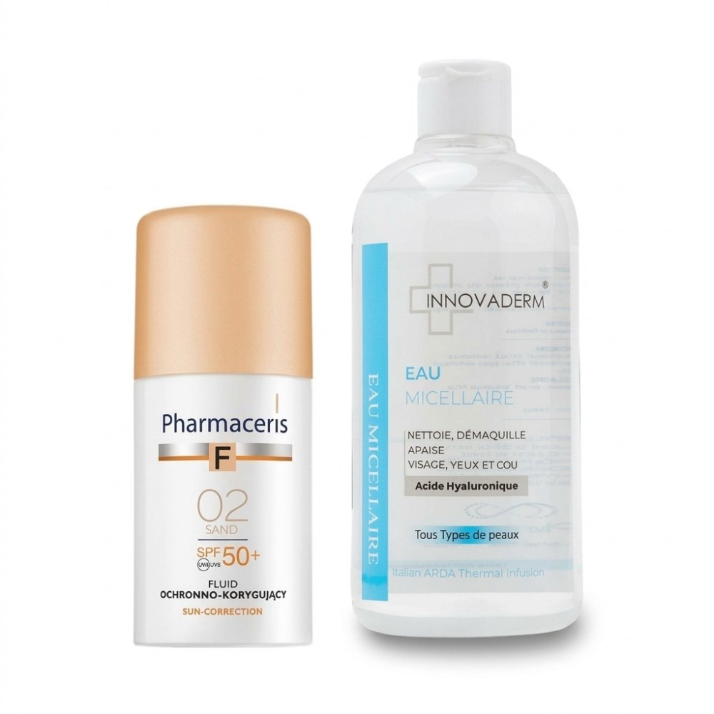 PACK - PHARMACERIS ECRAN TEINTE SPF50+ 01 OU 02 + INNOVADERM EAU MICELLAIRE