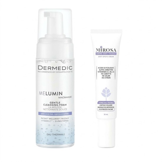 PACK ANTI TACHES - DERMEDIC MOUSSE MELUMIN + MIROSA CREME ANTI TACHES