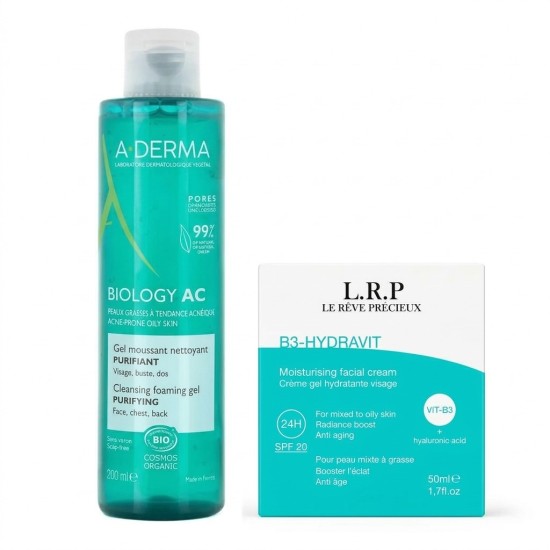PACK - ADERMA GEL NETTOYANT + LRP CREME HYDRATANTE B3 SPF20